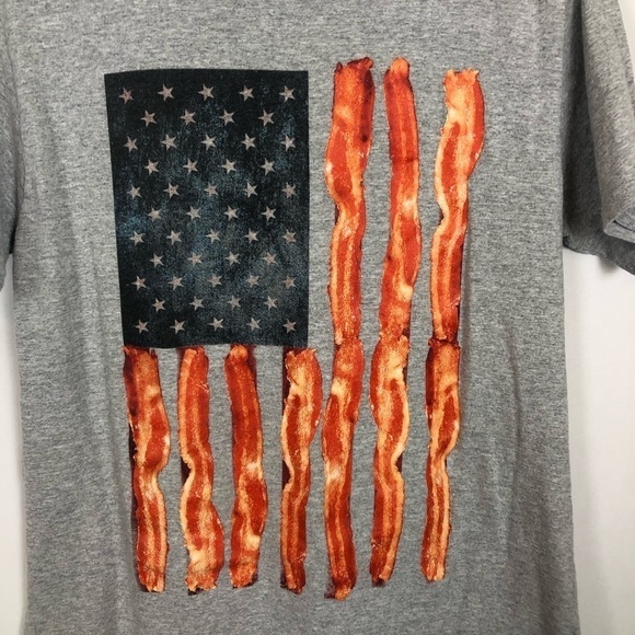 Extreme Concepts American Flag Bacon Shirt Size M Gray T Shirt - Picture 5 of 12